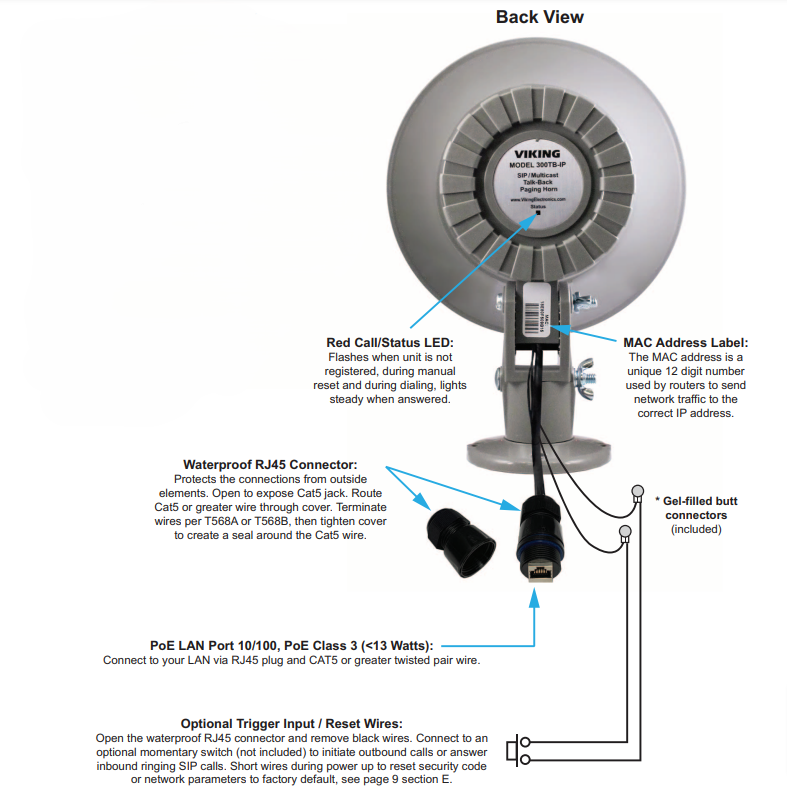 Viking 300TB-IP-EWP SIP / Multicast Paging Horn With Talk-Back And Enhanced Weather Protection
