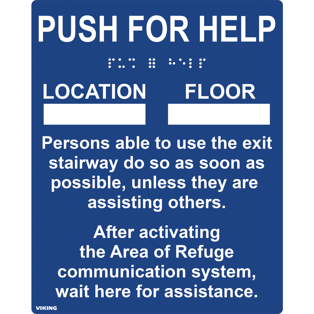 Viking ARS-IB100 Instructional Blue Braille and Raised Letter Sign