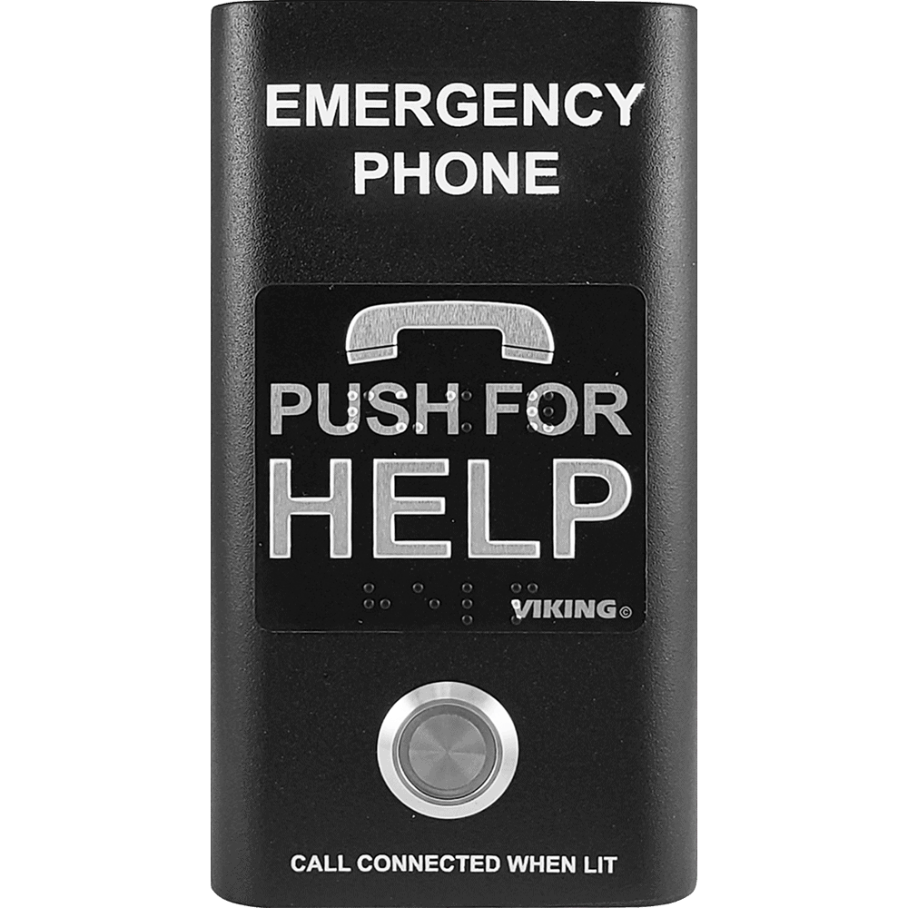 Viking E-1600-BK-IP ADA Compliant Compact Black VoIP Emergency Phone with Built-In Dialer and Voice Announcer