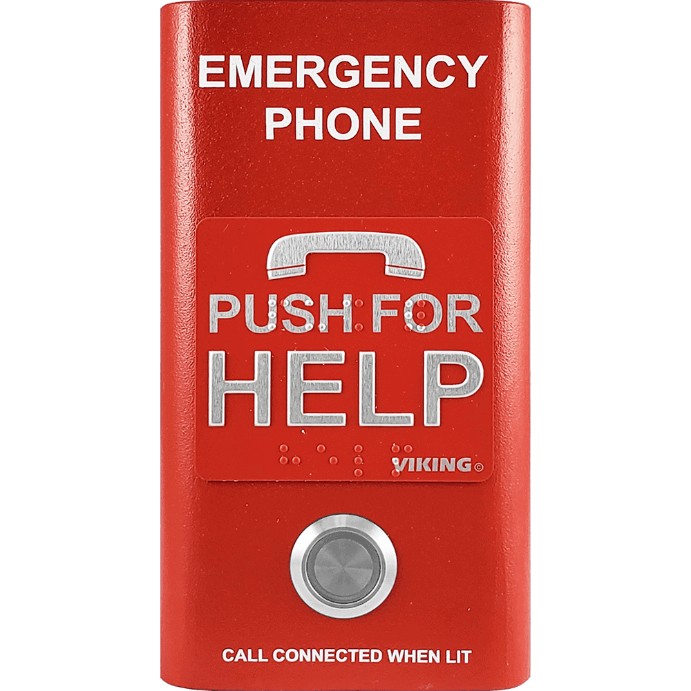 Viking Electronics E-1600-RDA ADA Compliant Red Emergency Phone with Built-In Dialer and Voice Announcer