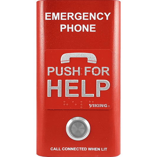 Viking Electronics E-1600-RDA ADA Compliant Red Emergency Phone with Built-In Dialer and Voice Announcer