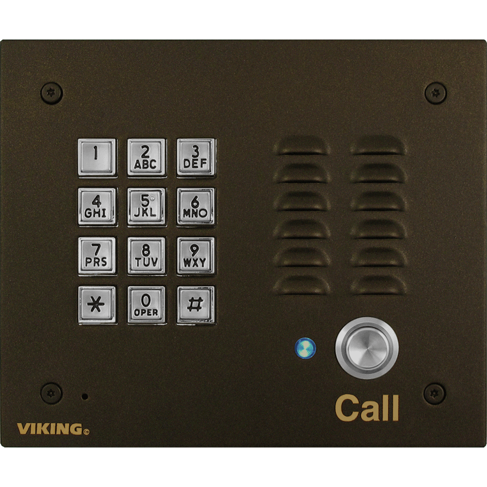 Viking K-1700-3-BN-EWP Vandal Resistant Handsfree Entry Phone with Keypad, Enhanced Weather Protection