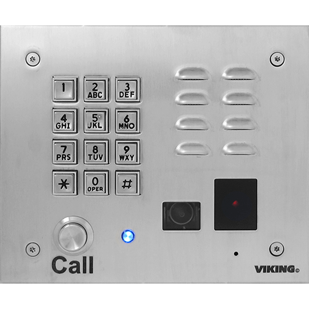 Viking K-1775-IP-EWP VoIP Stainless Steel Entry Phone with Built-In Entry System Proximity Card Reader and Analog Color Video Camera