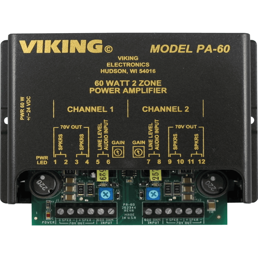 Viking PA-60 60 Watt Compact Two Zone Amplifier