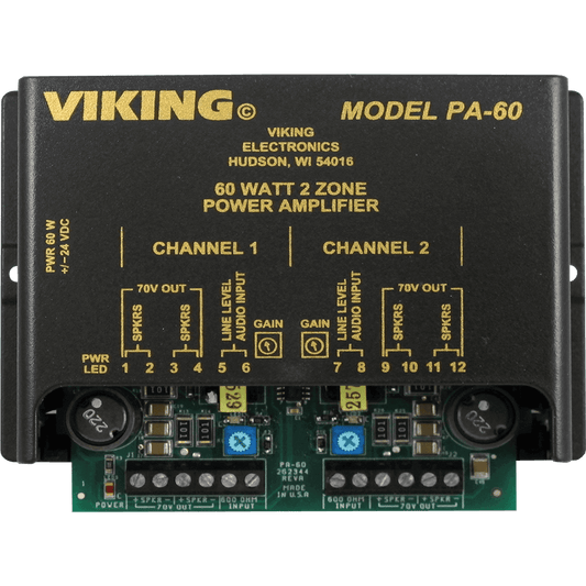 Viking PA-60 60 Watt Compact Two Zone Amplifier