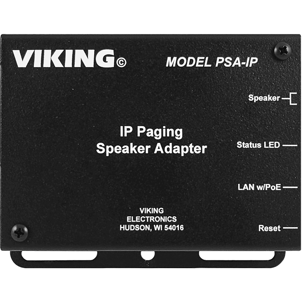 Viking PSA-IP Convert any 8 Ohm, 25V, or 70V Analog Paging Speaker to an IP Speaker