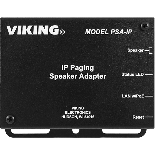 Viking PSA-IP Convert any 8 Ohm, 25V, or 70V Analog Paging Speaker to an IP Speaker