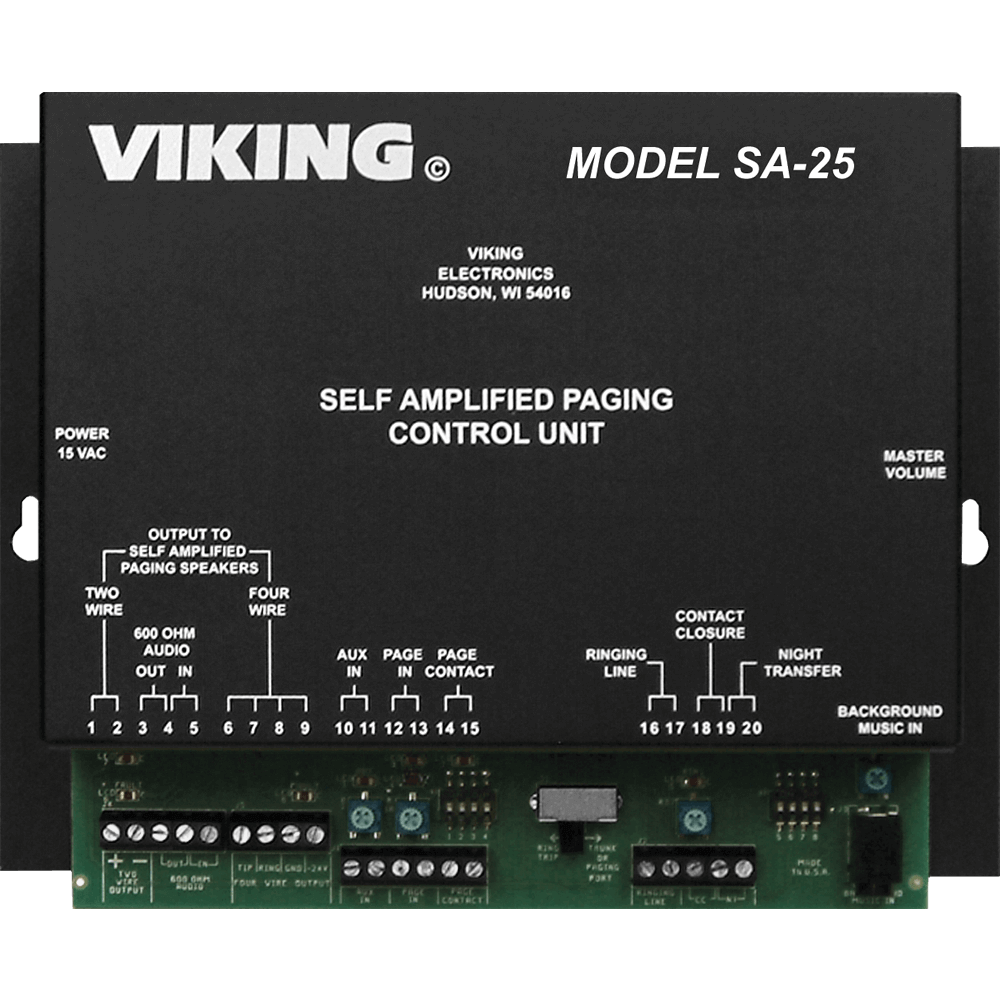 Viking SA-25 SA-Series Self-Amplified Paging Control Unit with Infrared Remote Control